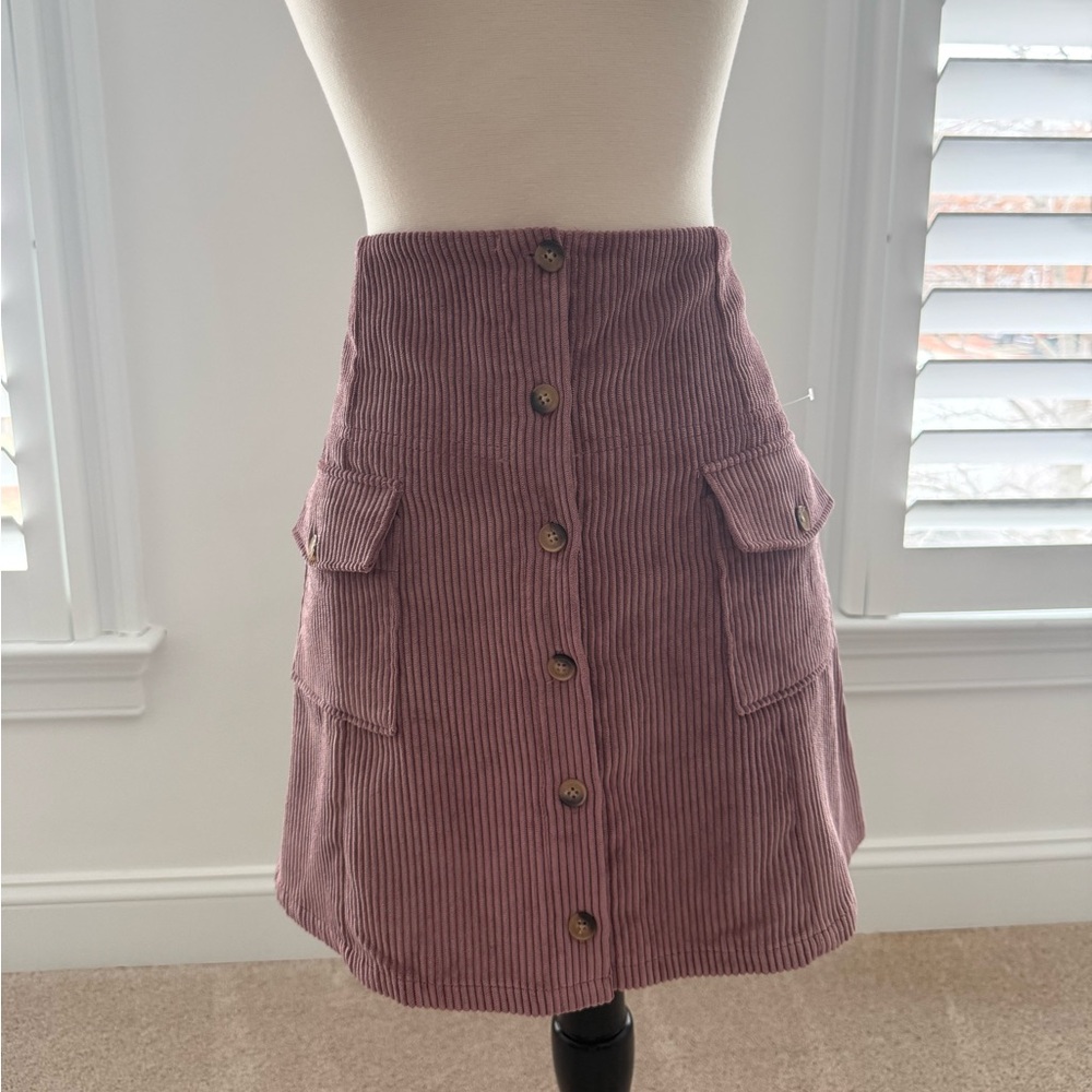 Altar'd State Pink Corduroy Mini Skirt